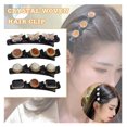 thumbnail image 3 of Sparkling Crystal Stone Braided Hair Clips, Satin Fabric Hair Bands, Four-Leaf Clover Chopped Hairpin Duckbill Clip, Braided Hair Clip with Rhinestones(A Set) (Style M), 3 of 5