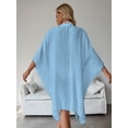thumbnail image 4 of Batwing Sleeve Beach Cover Up Button Front Kimono Bathing Suit Cover Ups (Light Blue,One Size), 4 of 6