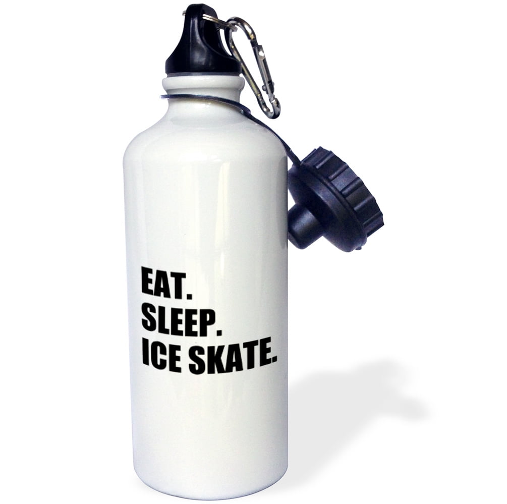 3dRose Eat Sleep Ice skate skater gifts for skating enthusiast black text, Sports Water Bottle, 21oz by 3dRose