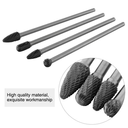 

OTVIAP 4pcs Cemented Carbide Files Double Cut Burr Set 6mm Shank Metalworking Tool