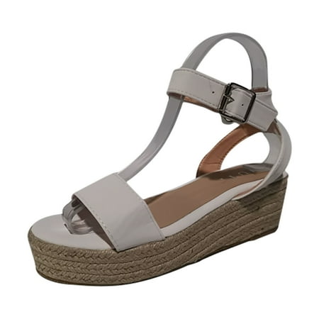 

OAVQHLG3B Women s Sandals on Clearance Fashion Women Flat Shoes Hollow Wedge Heel Casual Large Size Sandals Shoes