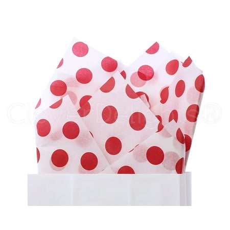 - CleverDelights Red Polka Dot Premium Tissue Paper - 100 Sheets - 20