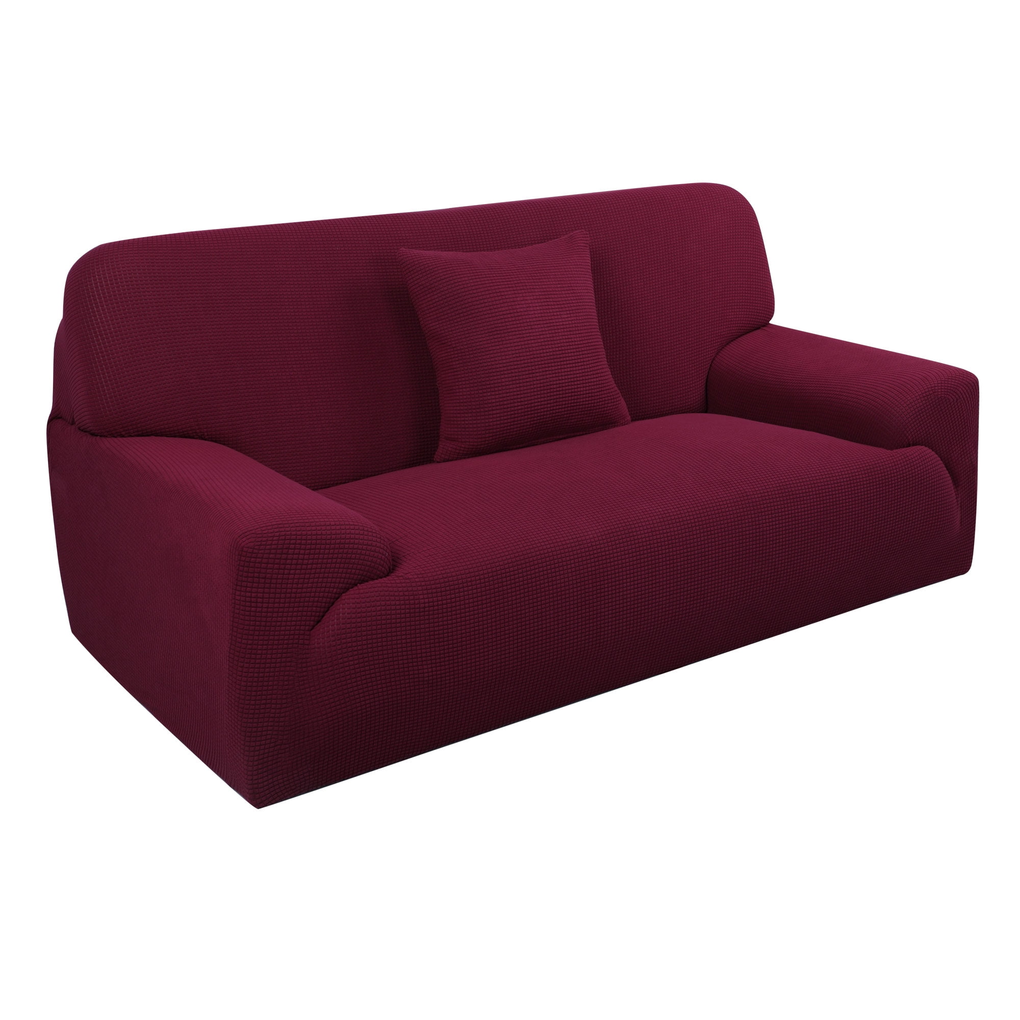PiccoCasa Jacquard Sofa Covers Strech Thick Couch Slipcover, Burgundy 2 Seater (53" - 67")