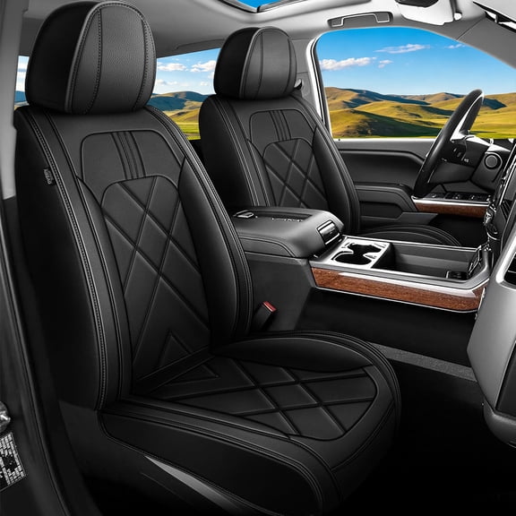 HQBQBUG Full Set 5-Seats Seat Covers Fit for Ford F150 2009-2026& F250 F350 F450 2017-2026 Seat Cushion Cover with Faux Leather