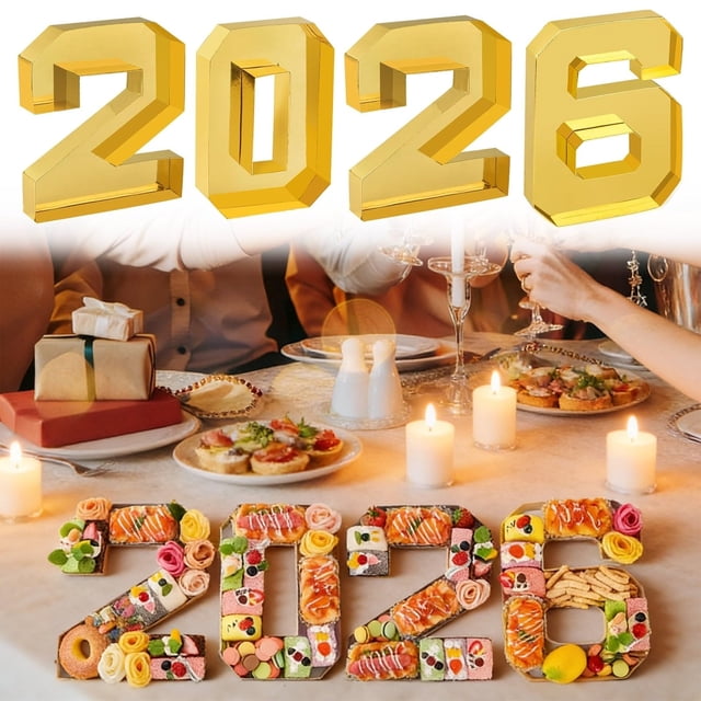 ZZkhGO 2026 Graduation Fillable Number Box, Sturdy Cardboard Paper Platter for Fruit Cheese Snacks, Party Center Decoration for Graduation Season Dinner, Yellow