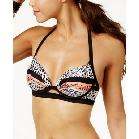 Sundazed BLACK MULTI Animal Print Scarlet Underwire Halter Bikini Top  US 32 B/C