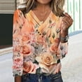 thumbnail image 5 of HOMBOM Womens Long Sleeve T-Shirts Pink Relaxed Fit Casual Floral Tops V-Neck for Women Graphic, 5 of 7
