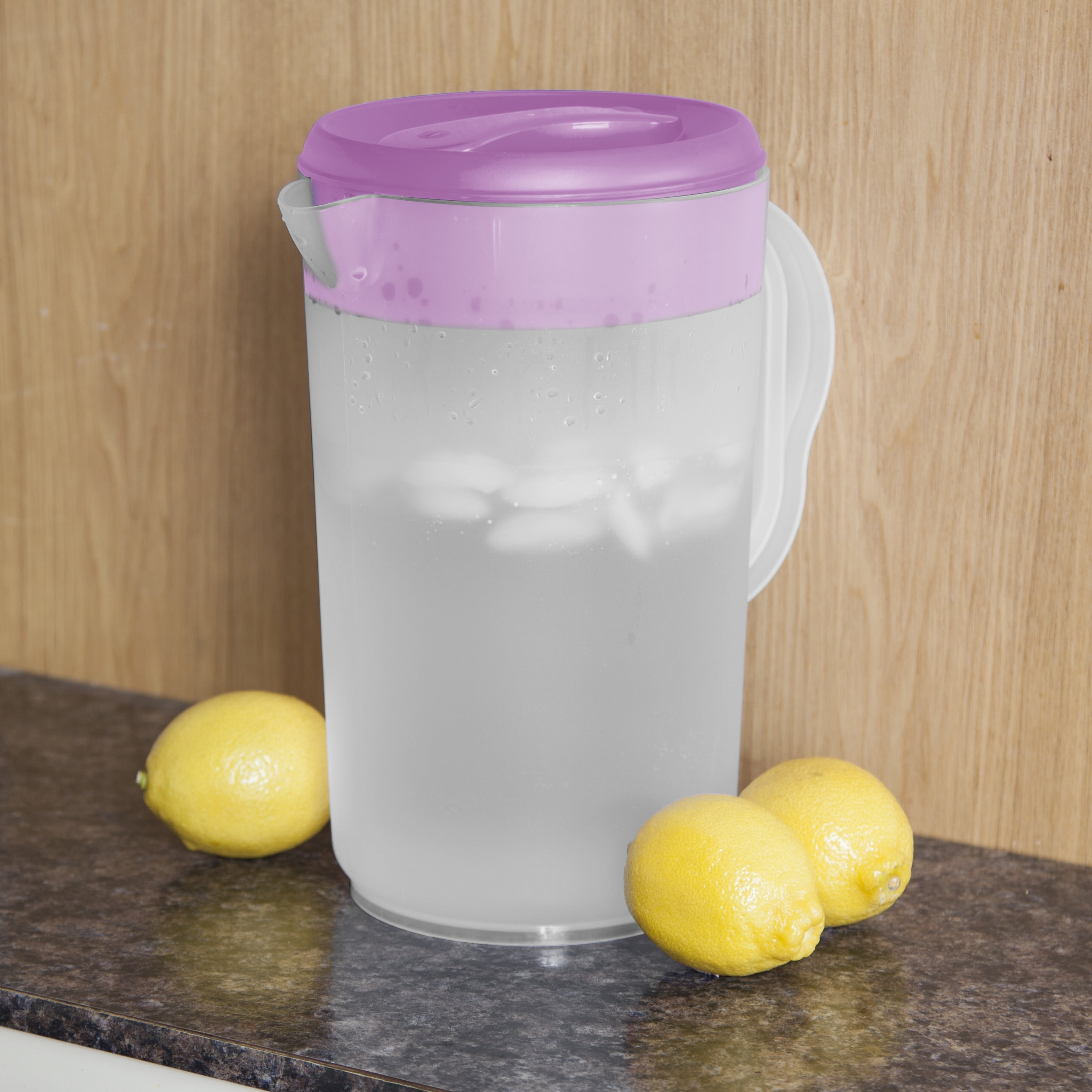 (2 pack) Sterilite, Pitcher, Twist & Pour 1 Gallon Pitcher, Violet Bloom, 1 gal, designed for ice making.