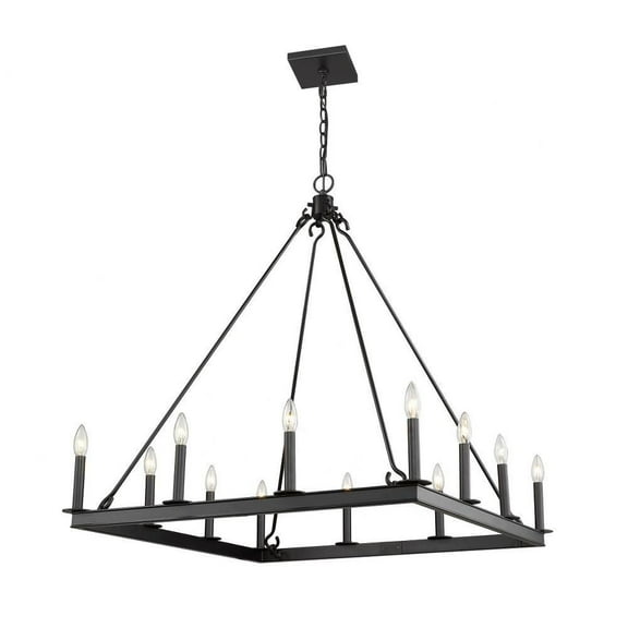 12 Light Chandelier in Linear Style 34 inches Wide By 38.75 inches High-Matte Black Finish Bailey Street Home 372-Bel-4185774