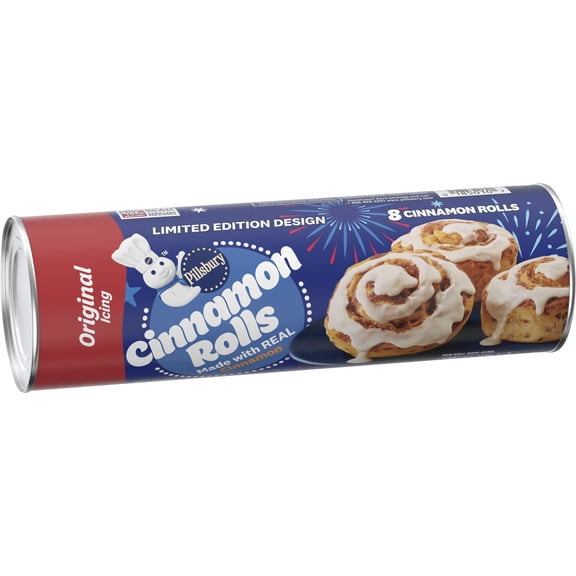Pillsbury Cinnamon Rolls with Original Icing, Refrigerated Canned Pastry Dough, 8 Rolls, 12.4 oz
