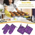 thumbnail image 5 of Pofeuu Purple Snowflakes Print Oven Mitts and Pot Holders 4 pcs Set,High Heat Resistant 500 Degree Extra Thicken Long Kitchen Cotton Oven Glove for Cooking, 5 of 6