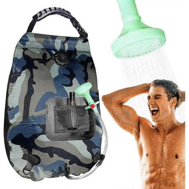 Solar Portable Shower Bag, 5 Gallon/20 Liter Solar Heated Camping Shower Bag with Detachable Hose and Switchable Shower Head, Compact Outdoor Shower f