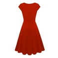 thumbnail image 3 of Robe Évasée Rétro pour Femmes, Manches Courtes, Style Vintage, Années 50, Décontractée, Soirée, Col, Noire, 2023, 3 of 3