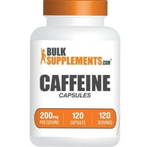 BulkSupplements Caffeine Capsules - Gluten Free, 200mg per Serving (120 Capsules - 120 Servings)