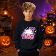 thumbnail image 2 of Likimi Toddler Child Girls Halloween Sweatshirts Hallowmas Ghost Print Crew Neck Sweatshirt For Girls Long Sleeve Autumn Winter Fashion Pullover Size 5-6 Years, 2 of 6