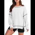 thumbnail image 2 of Sudadera Informal de Cuello Redondo para Mujer, Larga, Talla Grande, , con Costuras en Contraste, para Otoño. XXL, 2 of 8