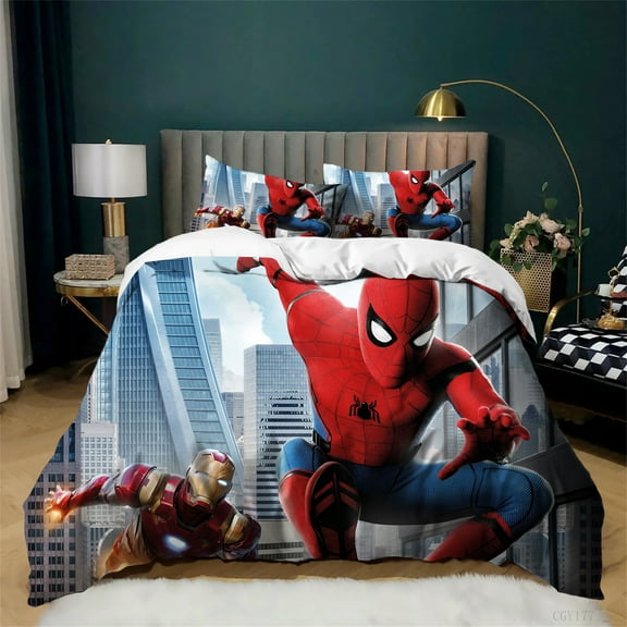 3pcs Bedding Duvet Cover Set Spider Cool Man Duvet Cover Set Twin Size Soft Breathable Quilt Cover for All Season