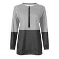 thumbnail image 4 of Royisotas Fall Women's Sweatshirts Color Block Tunic Long Sleeve Pullover Gray Casual Crewneck Half Zip No Hood Tops, 4 of 5