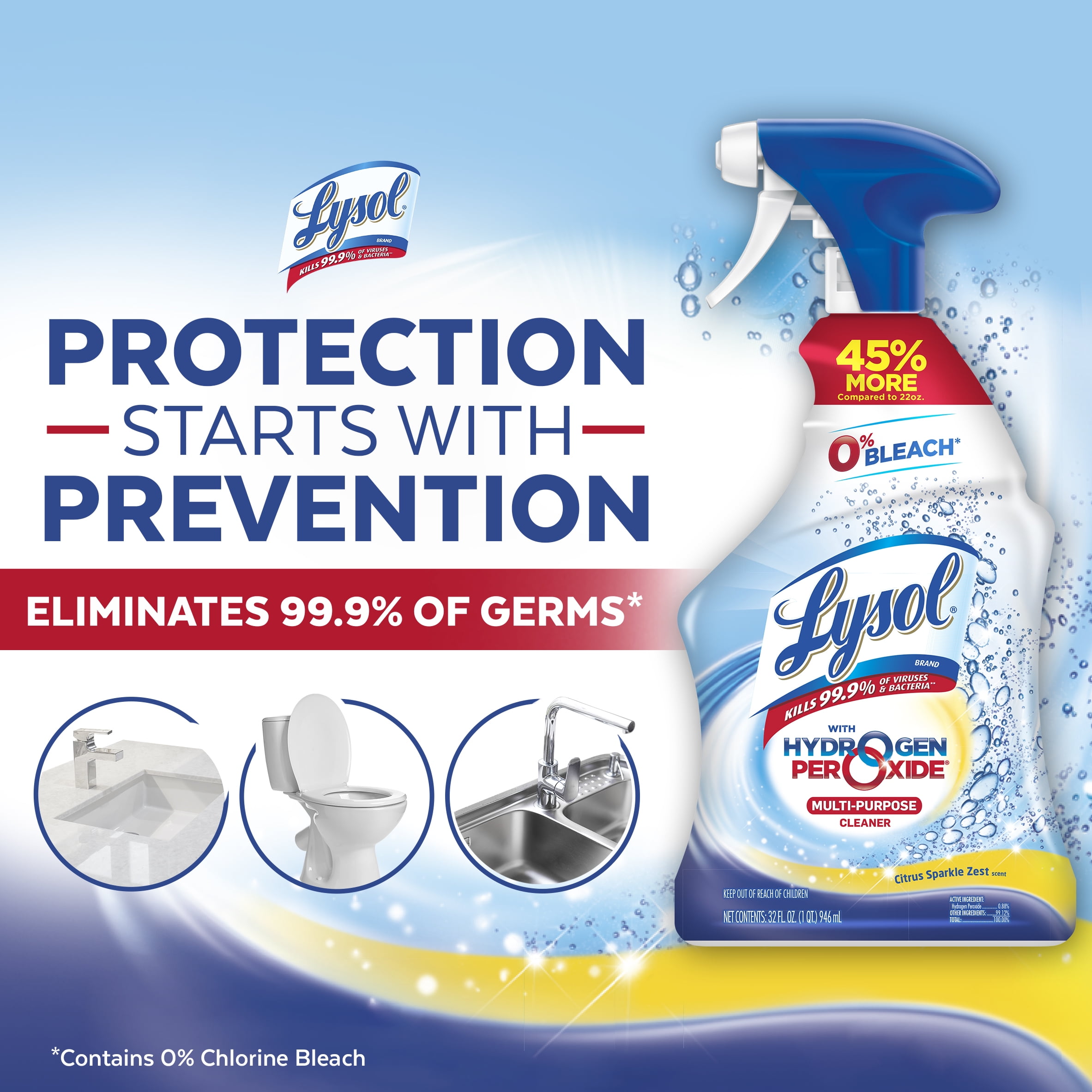 Lysol Bleach Free Hydrogen Peroxide Multi-Purpose Cleaner, 32 fl