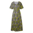 thumbnail image 5 of EGNMCR Robes d'Été Femmes Tendance 2024 Mode Femmes Col en V Imprimé Manches Courtes Patchwork Décontractée Longue Robe, 5 of 5