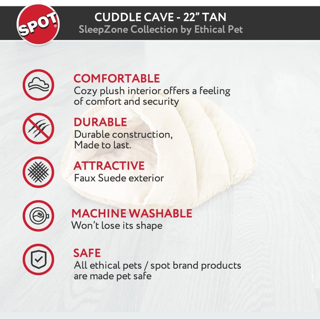 Ethical Pets Sleep Zone 22" Small Cuddle Cave Dog and Cat Pet Bed