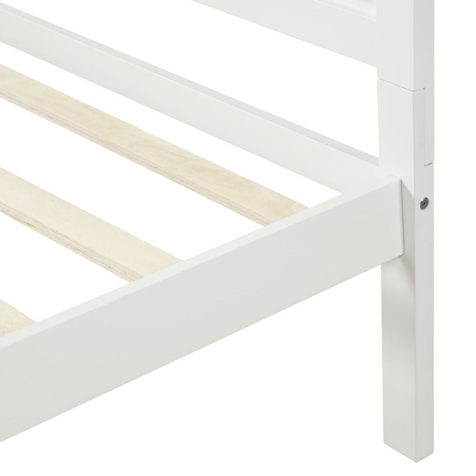 Kepooman Twin Size Wood Platform Bed Frame with Headboard & Footboard, 78.7" x 42.3" x 41.5", White Kepooman Twin Size Wood Platform Bed Frame with Headboard & Footboard, 78.7" x 42.3" x 41.5", White