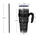 thumbnail image 4 of 40oz Tumbler,Black Halloween Dancing Skeleton Pattern Insulated Tumblers with Removable Handle,Stainless Steel Double Vacuum Coffee Tumbler Cup with Straw for Home,Office,Travel,Party, 4 of 5