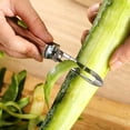 thumbnail image 6 of Multi-function Long Double Head Silver Hand Peeler Stainless Steel Vegetable Peeler Fruit Paring Peeler, 6 of 8