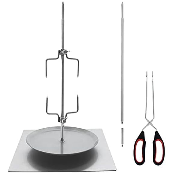 Vertical Skewers,Trompo Para Tacos Al pastor,Brazilian Barbecue Skewers (12 inch) Grilling Meat Spit (with 1 Base, 2 Spikes，1 Food tong) for Chicken Shawarma, Shawarma, Kebabs Grilling, Chicken