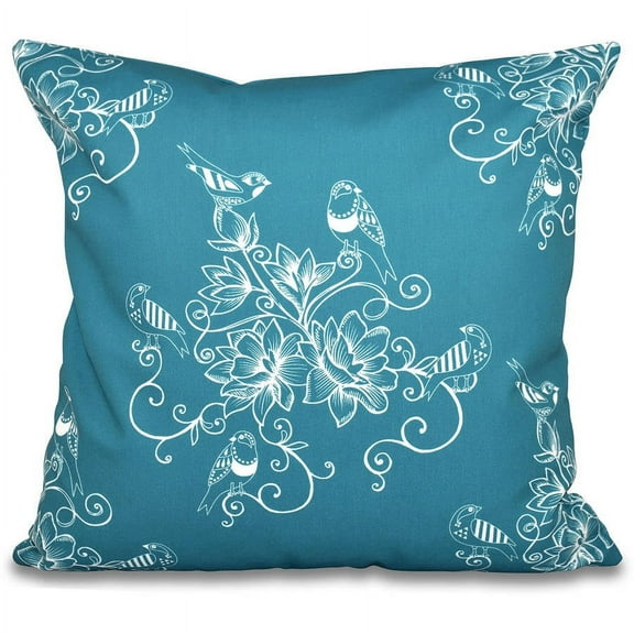 Simply Daisy 16" x 16" Morning Birds Floral Outdoor Pillow