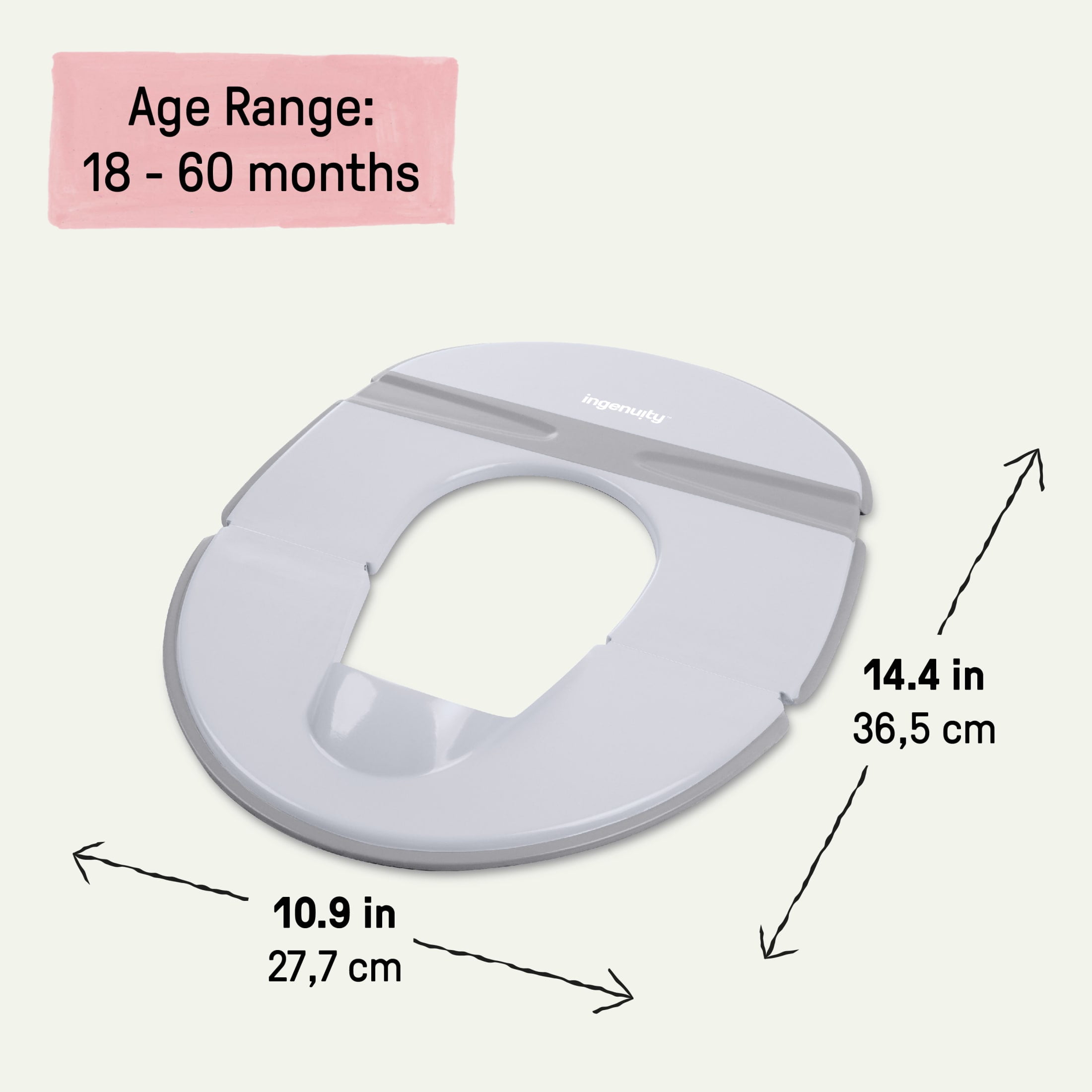 Ingenuity Foldaway Travel Baby Potty Seat, Fits Standard Toilets, Water-resistant Travel Bag Included, 18M+