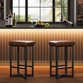 thumbnail image 3 of Juego de 2 taburetes de bar tapizados de 62.5 cm con marco de metal y reposapiés, taburetes de cocina modernos sin respaldo con piel sintético para bar en el hogar, comedor, café, 3 of 7