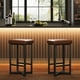 thumbnail image 3 of Juego de 2 taburetes de bar tapizados de 62.5 cm con marco de metal y reposapiés, taburetes de cocina modernos sin respaldo con piel sintético para bar en el hogar, comedor, café, 3 of 7