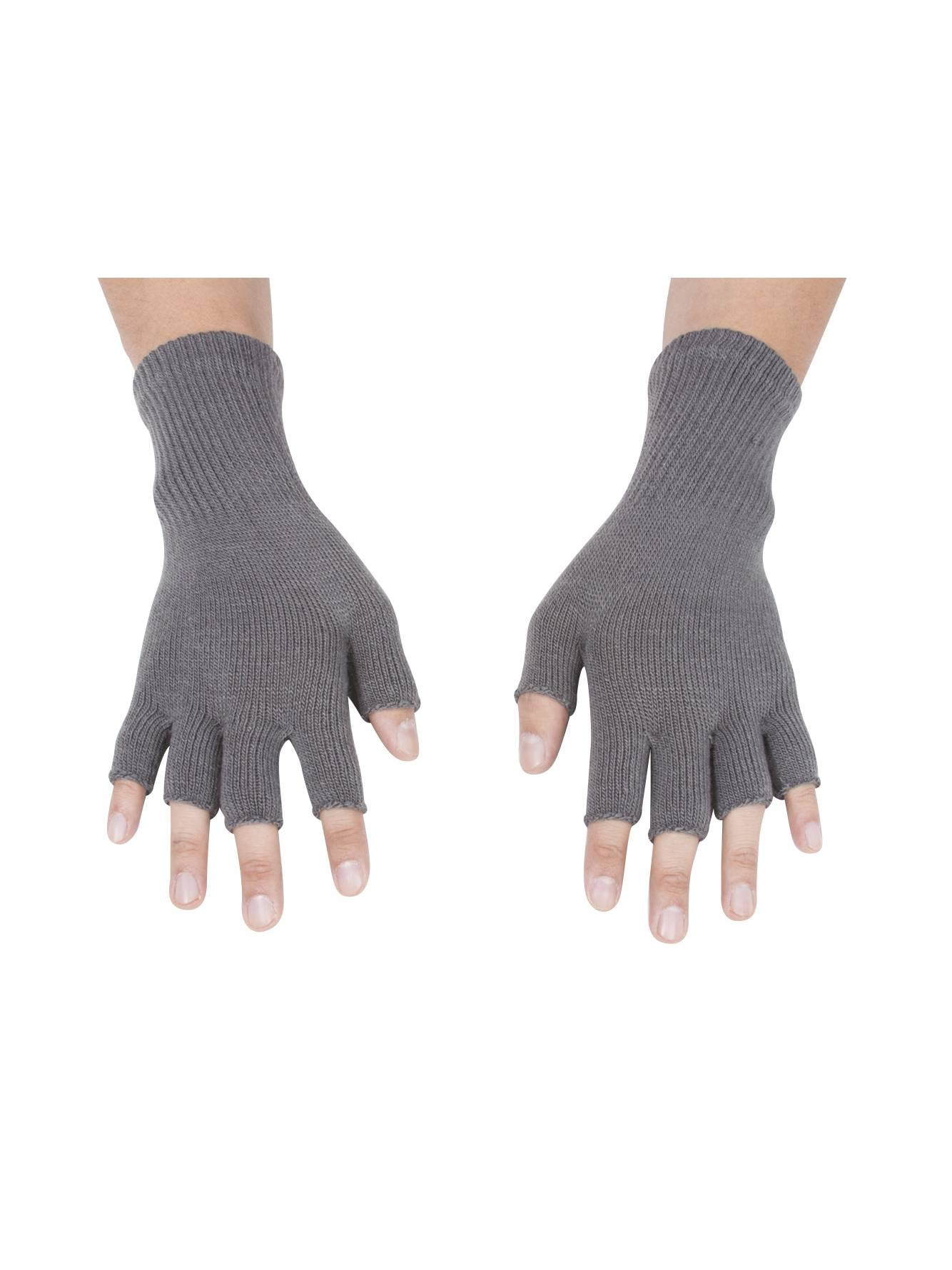 Winter Gloves Warm Wool Mittens Unisex Warm Half Finger Stretchy Knit Gloves 