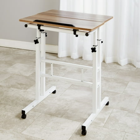 2 Tier Adjustable Height Standing Desk Podium Mobile Table