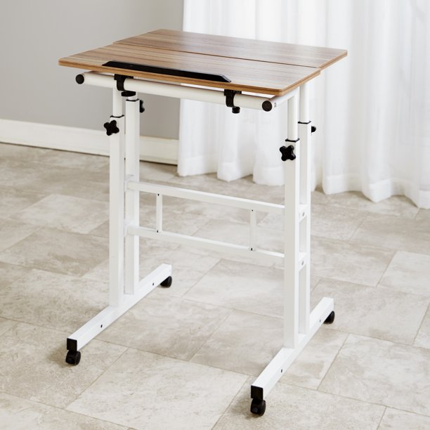 2 Tier Adjustable Height Standing Desk Podium Mobile Table Walmart Com Walmart Com