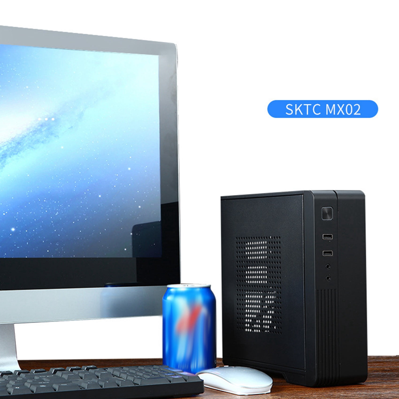 MX02 Mini ITX Computer Case HTPC Host Chassis USB2.0 ITX Enclosure Industrial Control Chassis for Office Business,1 x case,Black