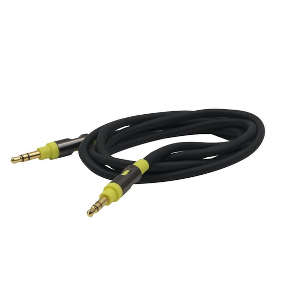 Auto Drive Universal 3.5mm Auxlilary Audio Cable,4ft Long,Black Color with Yellow Aluminum Housing, AD19AUX04