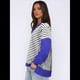 thumbnail image 5 of Sudaderas de Rayas para Mujer, Cuello en V, Jersey con Bloques de Color, Camisetas de Larga, Blusas Preppy, Conjuntos de Otoño. Negro Sobre XL, 5 of 7