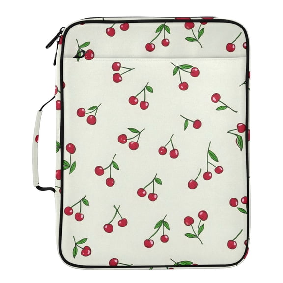 ALAZA Red Cherries Pattern Expanding Accordion File Folder 3 Ring Zipper Binder Organizer Portable Document Bag