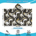 thumbnail image 2 of Black White Gold Marble Pattern Hooded Bath Towel，60"x35" for Ages 3 To 12 Kids, Quick Dry Lightweight Soft Microfiber Hood Beach Towel Cover Up for Kids, 2 of 7