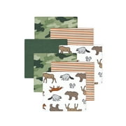 Little Treasure Hudson Baby Boys Cotton Poly Flannel Receiving Blankets 7-Pack, Green Animal Adventure, 30x30 inches