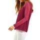 thumbnail image 4 of INSPIRAR CHIC Blusas Casuales de Cuello Redondo para Mujeres con Encaje Floral de Manga Larga en Chiffon Color Rojo Vino, 4 of 8