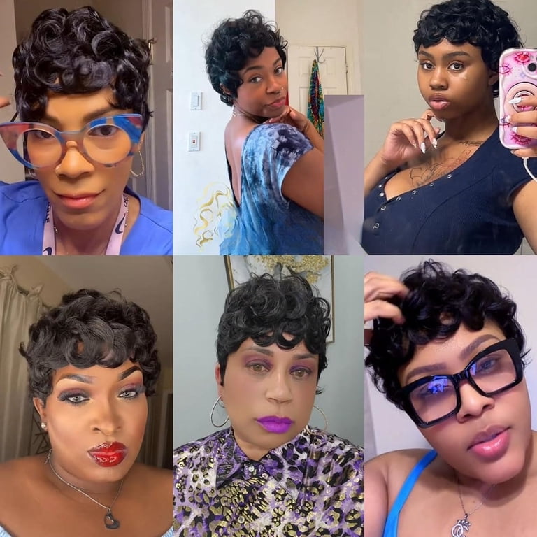 Natural Black Layered Pixie Wig Human Hair for Black Women  display picture 2