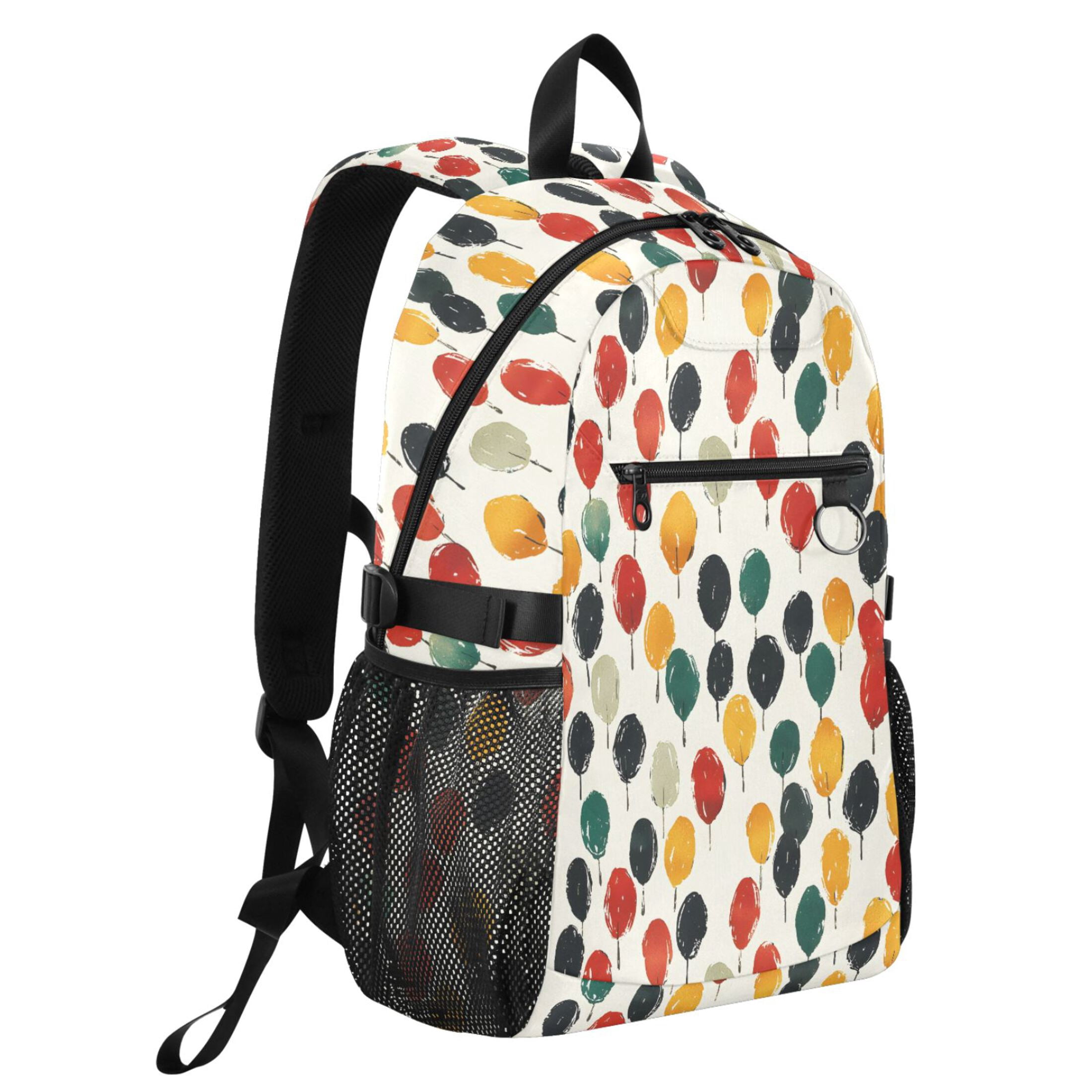 JIALIOU 14" Laptop Backpack Waterproof Airline Approved Stylish Casual Daypack for Travel Business College Work, Colorful Hand Drawn Balloon