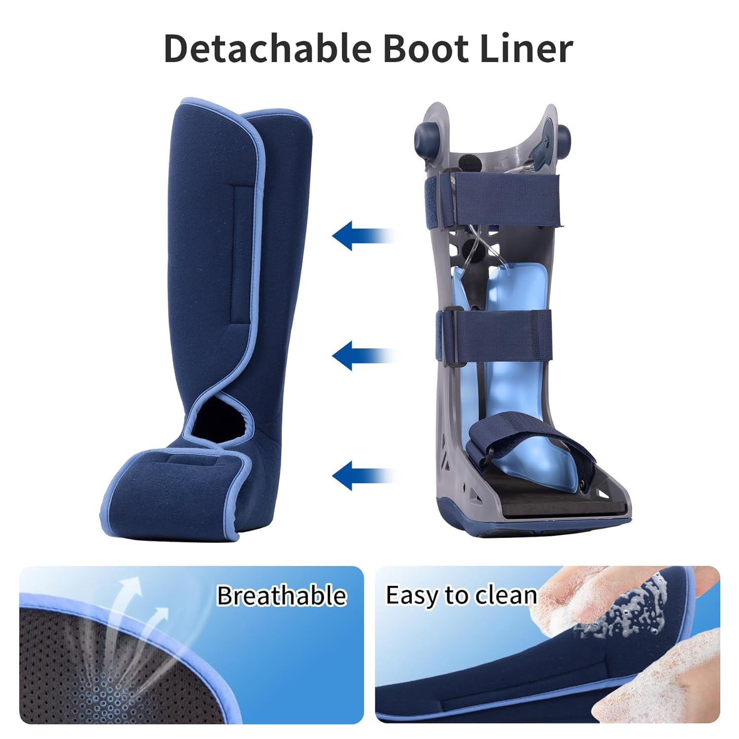 Tall Air Boot Tall CAM Boot,Orthopedic Walking Boot for Sprained Ankle with Air Pump ,Unisex Foot Brace for Injured Foot, Ankle Sprain, Broken Toe & Post Surgery(Small)