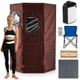 thumbnail image 1 of Gymax 3L Portable Steam Sauna Fast-Heat Pentagon Large-Size Sauna Box Remote Control Brown, 1 of 10
