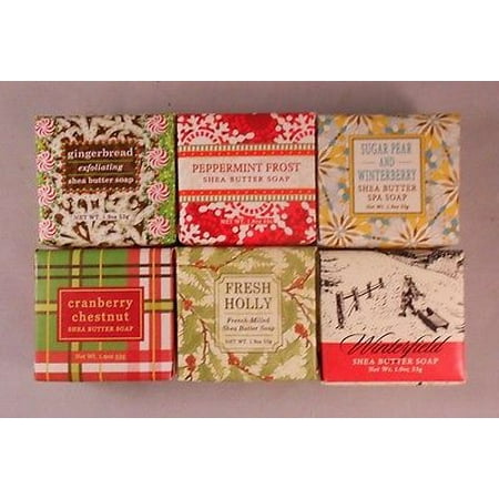 Holiday Spa - Greenwich Bay Shea Butter CHRISTMAS Spa Soap, 1.9 oz., Set of 6 Different Holiday Fragrances!