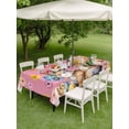 thumbnail image 3 of Outdoor Tablecloth with Umbrella Hole and Zipper, Pink Easter Bunny Rectangle Table Cloth 60x102 Inch Waterproof Tablecloth, Spring Tulip Floral Easter Eggs Plaid Picnic Table Cover for Patio Camping, 3 of 7