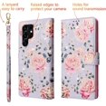 thumbnail image 5 of Wallet Case for Samsung Galaxy S23 Ultra 5G, PU Leather Phone Case Kickstand RFID Blocking Flip Case Card Slots Wrist Strap Relief Engraved Pattern Magnetic Closure Folio Case - Purple Rose, 5 of 16